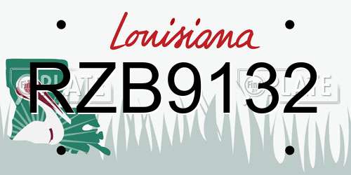 RZB9132 Louisiana License Plate