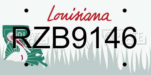 RZB9146 Louisiana License Plate