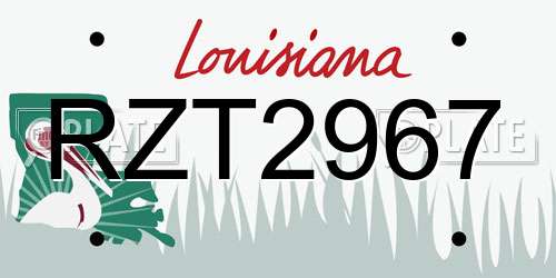 RZT2967 Louisiana License Plate