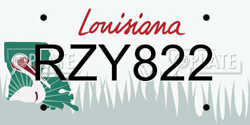 RZY822 Louisiana License Plate