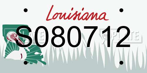 S080712 Louisiana License Plate
