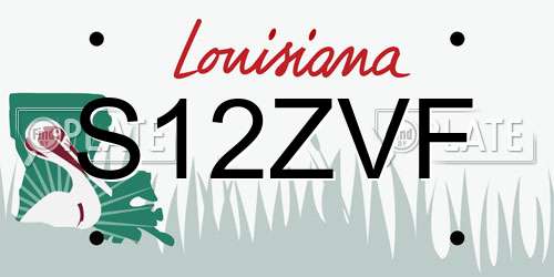 S12ZVF Louisiana License Plate