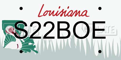 S22BOE Louisiana License Plate