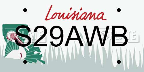 S29AWB Louisiana License Plate