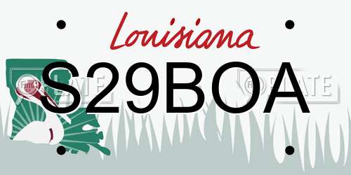 S29BOA Louisiana License Plate