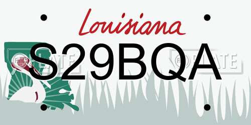 S29BQA Louisiana License Plate