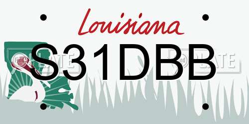 S31DBB Louisiana License Plate
