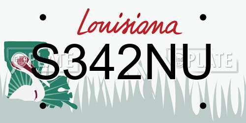 S342NU Louisiana License Plate