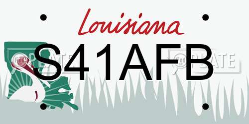 S41AFB Louisiana License Plate