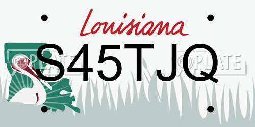 S45TJQ Louisiana License Plate