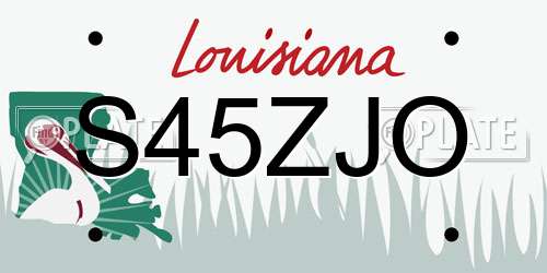 S45ZJO Louisiana License Plate