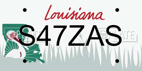 S47ZAS Louisiana License Plate