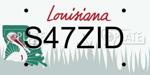 S47ZID Louisiana License Plate
