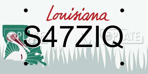 S47ZIQ Louisiana License Plate