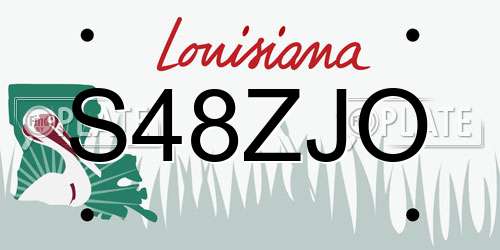 S48ZJO Louisiana License Plate