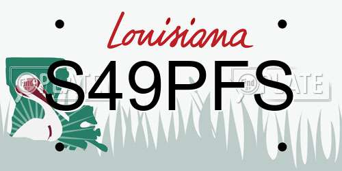 S49PFS Louisiana License Plate