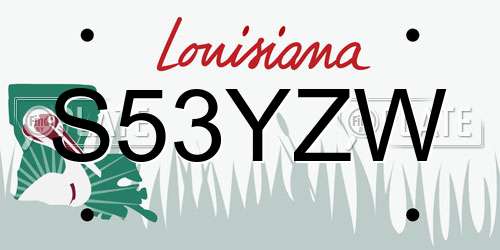 S53YZW Louisiana License Plate