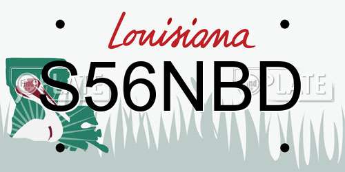 S56NBD Louisiana License Plate