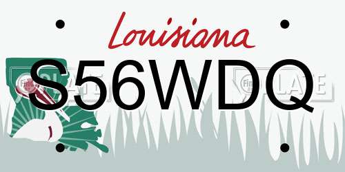 S56WDQ Louisiana License Plate