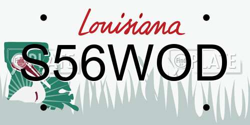 S56WOD Louisiana License Plate