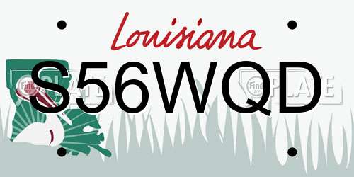 S56WQD Louisiana License Plate