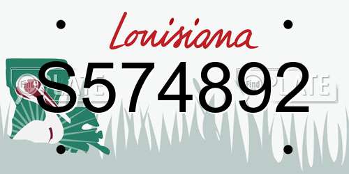S574892 Louisiana License Plate