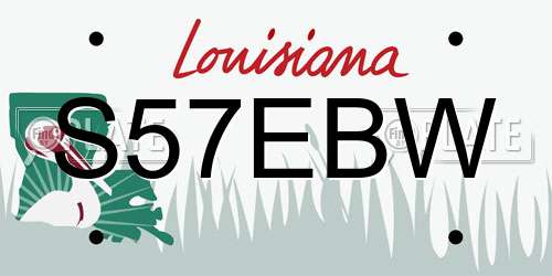 S57EBW Louisiana License Plate