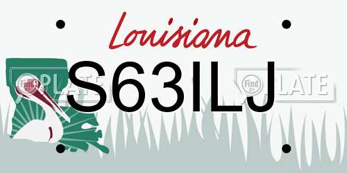 S63ILJ Louisiana License Plate