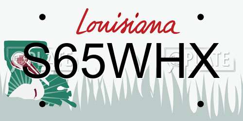 S65WHX Louisiana License Plate