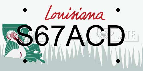 S67ACD Louisiana License Plate