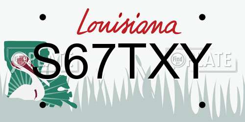 S67TXY Louisiana License Plate