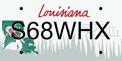 S68WHX Louisiana License Plate