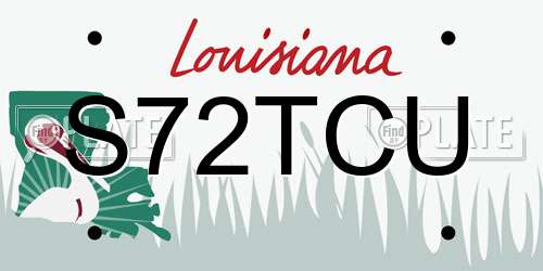 S72TCU Louisiana License Plate