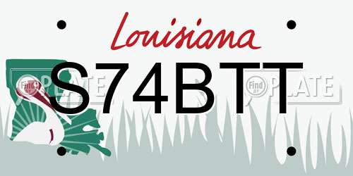S74BTT Louisiana License Plate