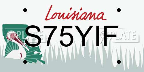 S75YIF Louisiana License Plate
