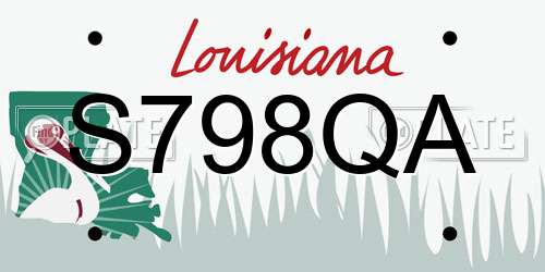 S798QA Louisiana License Plate