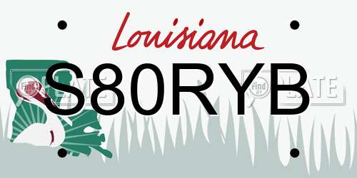 S80RYB Louisiana License Plate
