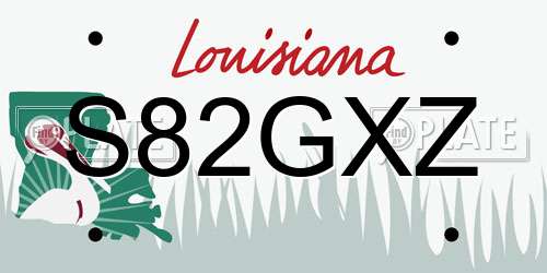 S82GXZ Louisiana License Plate