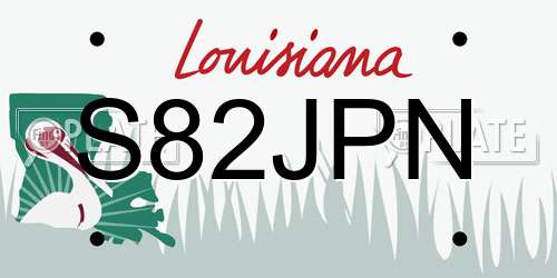 S82JPN Louisiana License Plate