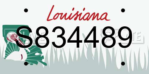 S834489 Louisiana License Plate
