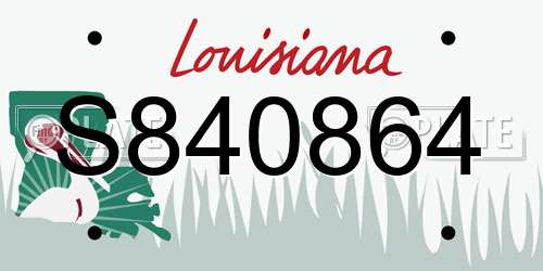 S840864 Louisiana License Plate