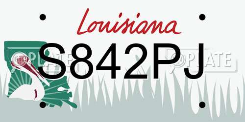 S842PJ Louisiana License Plate