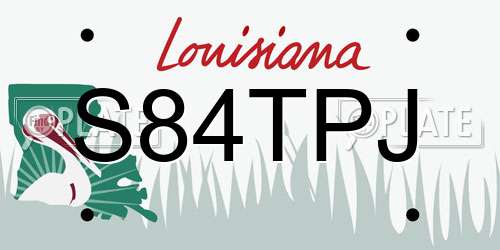 S84TPJ Louisiana License Plate