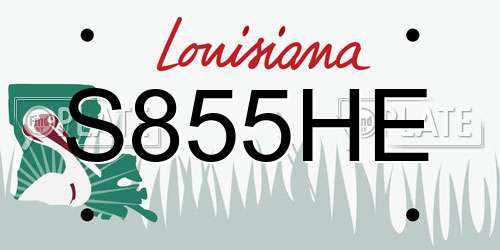 S855HE Louisiana License Plate