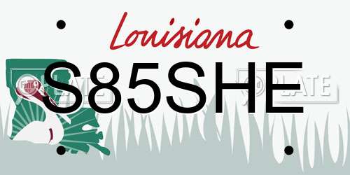 S85SHE Louisiana License Plate