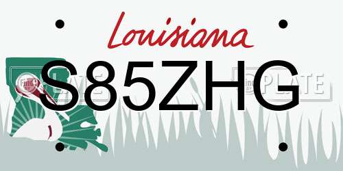 S85ZHG Louisiana License Plate