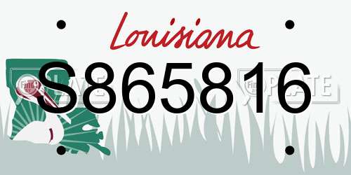 S865816 Louisiana License Plate