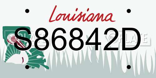S86842D Louisiana License Plate
