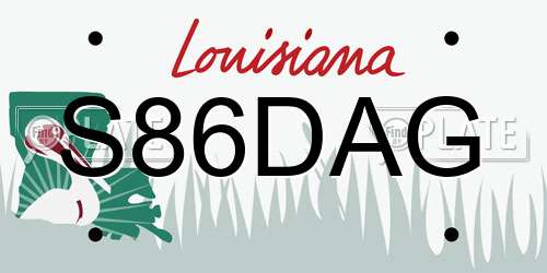 S86DAG Louisiana License Plate