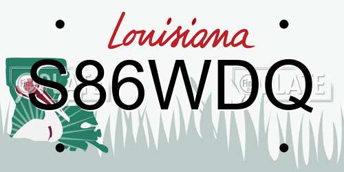 S86WDQ Louisiana License Plate